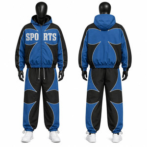 Conjunto Deportivo Cortavientos Ecológico de Moda, Personalizable con Logotipo, Impresión por Sublimación, Hombros Caídos, Chaqueta y Pantalón de Dos Piezas - Product Image 1