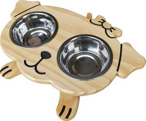 Double gamelle en bois pour chien, conçue pour une alimentation hygiénique et un retrait facile des bols lors du nettoyage - Product Image 3