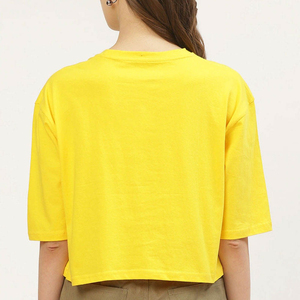 Camiseta Corta Gráfica para Mujer, Amarilla, con Estampado Afro, Manga Corta, Estilo Casual Urbano, Holgada, para Verano - Product Image 6