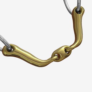 Bocado de acero inoxidable King Dee de doble articulación con discos de latón sueltos de 5.5 pulgadas |   Bocado de Entrenamiento Duradero para Montar a Caballo - Product Image 3