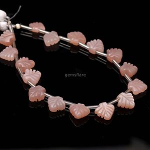 Cuentas de piedra lunar melocotón en forma de hoja talladas a mano de 10-11 mm para fabricación de joyas, collares y pulseras DIY - Product Image 6