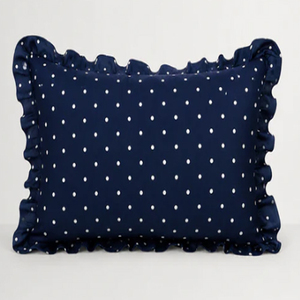 Navy Polka Dot <b>Cushion</b> <b>Cover</b> Square <b>Cushion</b> <b>Cover</b> with Ruffle Trim Classic Style Home Decor Couch <b>Cushion</b> <b>Cover</b> - Product Image 2