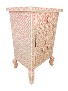 Table à tiroirs en os incrusté de la marque ILAHI, design moderne, détails en agate, rangement à trois niveaux, meuble portable pour la maison - Product Image 3