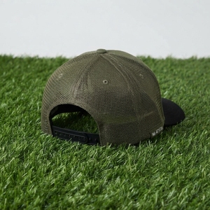 Men's Olive Green <b>Black</b> Trucker <b>Cap</b> Mesh Back Snapback <b>Baseball</b> Hat Custom Embroidered Logo Adjustable - Product Image 5