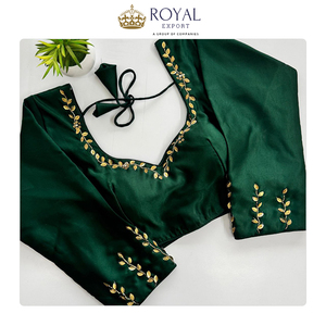 Nueva Colección de Diseñador de Ropa Tradicional India, Blusa Kimora de Seda con Bordado Dorado a Mano, Blusa con Cuello en V para Fiestas - Product Image 2