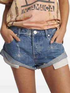 Shorts en jean skinny taille mi-haute pour femme, décontractés, d'été, avec fermeture boutonnée, délavage clair personnalisé, 100% denim - Product Image 3