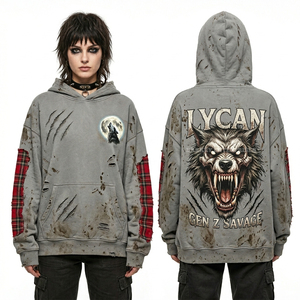 Sudadera con Capucha Estética VHS Vintage 400GSM Marrón Bronceado con Lavado Ácido para Mujer, Gráfico de Calavera de Cinta de Video Retro, Estilo Oversize Streetwear, Fabricante - Product Image 4