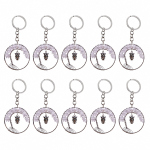 Porte-clés en cristal de haute qualité, arbre de vie en quartz rose, porte-clés en pierre naturelle hibou, cadeaux pour femmes - Product Image 4