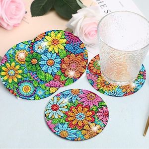 Set 16pcs Floral Diamond Painting <b>Coasters</b> 5D Mandala DIY Tools Handmade Rhinestone <b>Cork</b> Pad Stand Art Crafts Gift for Beginners - Product Image 5