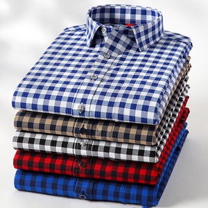 Custom High Quality Wholesale Price Comfortable Cotton Long Sleeve <b>Shirts</b> Business <b>Plaid</b> <b>Shirts</b> for Men - Product Image 1