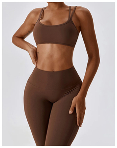 Conjunto Deportivo para Mujer, Sujetador Deportivo con Tirantes Cruzados Blancos, Leggings de Cintura Alta, Transpirable, Sin Costuras, Ropa Deportiva para Yoga - Product Image 5