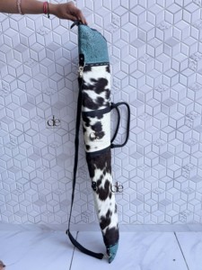 Latest Designer 2026 Cowhide Fur Leather Rifle Bag with Turquoise Tooled Leather Stylish Shoulder Handbag For Unisex - Product Image 2