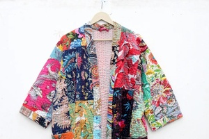 Chaqueta de Kimono folclórica Bohemia hecha a mano, chaqueta de retazos coloridos, abrigo de ropa de dormir para mujer - Product Image 3