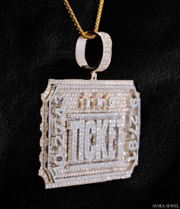 Pendentif Hip Hop Homme Femme en Argent Sterling 925 Massif Plaqué Or Jaune avec Diamant Moissanite Véritable, Breloque Tendance Certifiée GRA - Product Image 6