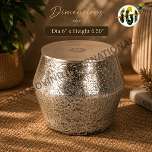 Bol décoratif en argent avec couvercle Shri Gokul International, 9 pouces de diamètre x 4,25 pouces de hauteur, rond, résistant à la chaleur, décoration pour la maison - Product Image 3