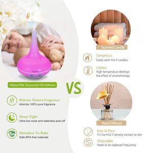 Humidificateur à ultrasons à brume froide de 200 ml avec lumières colorées, diffuseur d'huiles essentielles automatique pour le bureau, la maison, le yoga, sans eau - Product Image 5