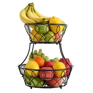 Vente directe d'usine, panier à fruits en métal de style floral à 2 étages, écologique, pour le rangement à domicile, organisateur de cuisine - Product Image 4