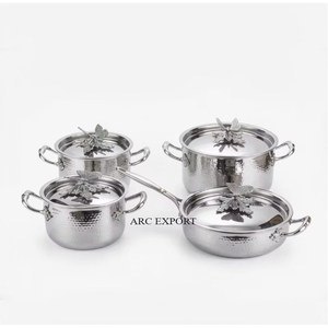 High Quality Modern Hammered Stainless Steel Casserole <b>Pots</b> <b>Set</b> Eco-Friendly Europe Premium Decorative Cookware Gold Metal - Product Image 3