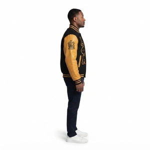 Chaqueta Personalizada de Lana Melton de 550 g/m² con Mangas de Cuero Genuino y Parches en Relieve para la Fraternidad Phi, HBCU, Sostenible para Hombres - Product Image 3