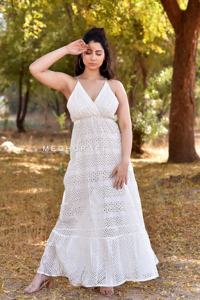 Bohemio Floral bordado estampado Schiffli vacaciones vestido asimétrico manga corta hasta el suelo primavera adulto Abaya de punto - Product Image 3