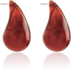 Pendientes personalizables de madera de resina epoxi acrílica Pendientes de aro de resina chapados en oro respetuosos con el medio ambiente Regalos festivos de joyería de madera - Product Image 4