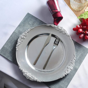 Assiettes de présentation argentées avec finition métallique raffinée pour la vaisselle, les réceptions de mariage, les banquets, la restauration, la décoration de table de fête - Product Image 5
