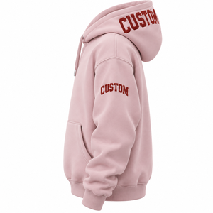 Nueva Sudadera con Capucha Oversize Rosa Unisex de Moda con Estampado de Letras 100% Algodón en la Capucha y el Manga Izquierdo, Estilo Casual - Product Image 2