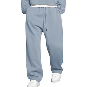Men Wide Leg Sweatpants Elastic Waist Drawstring Casual Lightweight Polyester/Cotton <b>Pants</b> with Side Pockets Spring Style - Product Image 2
