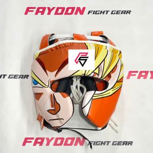 Nuevo Diseño de Última Generación, Protector de Cabeza de Boxeo Abierto Personalizado con Diseño Naranja Impreso, Equipo Profesional para Sparring, Entrenamiento de Kickboxing y MMA - Product Image 1