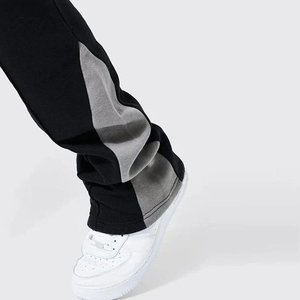 Pantalon de survêtement noir pour homme avec bande latérale grise, taille élastique, décontracté, respirant, pour l'automne - Product Image 3