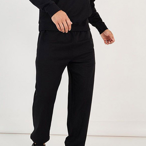 Ensemble survêtement personnalisable pour homme, sweat à capuche de haute qualité, noir, en molleton, pour l'hiver, grandes tailles, avec logo imprimé - Product Image 5