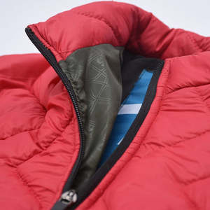 Veste matelassée rouge pour homme avec fermeture éclair, col montant, coupe-vent, vêtement d'extérieur décontracté pour l'hiver - Product Image 3