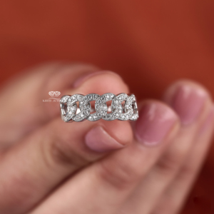 Anillo de Oro 14K con Diamantes Cultivados en Laboratorio, Cadena de Eslabones Cubanos de Lujo con Pavé de Diamantes, Joyería Minimalista Personalizada Unisex, Fabricante y Proveedor - Product Image 6