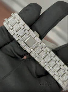 Montre automatique de luxe en acier inoxydable avec cadran en verre, style hip-hop, sertie de diamants Moissanite, unisexe, cadeau d'anniversaire ou de mariage - Product Image 3