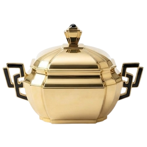 Soupières en métal de style moderne avec finition dorée, couvercle gravé, vaisselle sur mesure, best-seller - Product Image 5