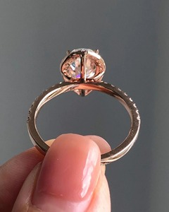 Anillo de Diamante Cultivado en Laboratorio con Corte Pera Vintage de 2.90 CT, Engaste Halo, Media Eternidad, Anillo de Compromiso o Aniversario, Regalo para Mujer - Product Image 4