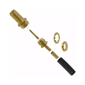 SMA Female Bulkhead Hex Nut Jack RF Coaxial Connector Panel Mount Straight Crimp Edge <b>Socket</b> For Wireless Antenna Pigtail - Product Image 1