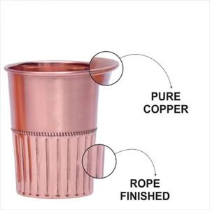 Gobelet à boire en cuivre côtelé, corps supérieur lisse, tasse à eau en métal pour la maison, la restauration, l'hôtellerie et le service traditionnel - Product Image 2