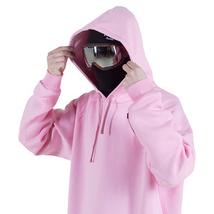 Sweat-shirt rose uni personnalisé surdimensionné à capuche longue en molleton de coton épais pour homme – Collection Hiver Streetwear - Product Image 3