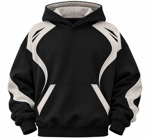 <b>Men's</b> Green <b>White</b> Color Blocking Hooded <b>Sweatshirt</b> Oversized Casual French Terry Pullover Hoodie Regular Fit Autumn Style - Product Image 3