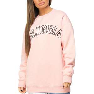 Sudadera Rosa de Cuello Redondo para Mujer Columbia, Manga Larga, Estampado de Letras, Tejido de Algodón, Estilo Oversize, Cómoda, OEM - Product Image 1
