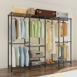 Appendiabiti in Metallo Resistente 190x40x190cm, Organizzatore Armadio Portatile con Filo Metallico e Appendiabiti per Casa - Product Image 1