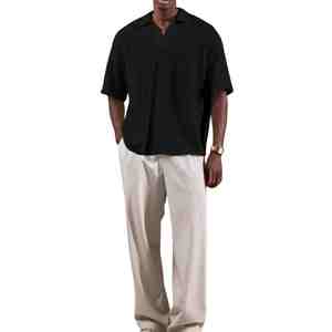 Polos de Punto Personalizados de Buena Calidad para Hombre, Negros, Transpirables, 100% Algodón, Polos Extra Grandes para Hombre - Product Image 5