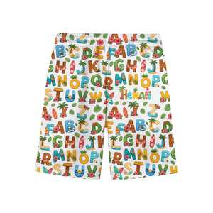 Pantalones cortos con estampado de alfabeto colorido para hombre, con estampado de palmeras y flores, secado rápido, cintura con cordón, ropa de baño informal - Product Image 3
