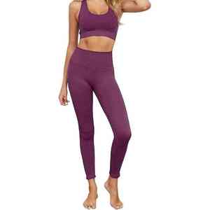 Ensemble de yoga haut de gamme personnalisé en nylon et élasthanne côtelé sans couture, soutien-gorge de sport et leggings taille haute, tenue de sport pour fitness et entraînement, fournisseur - Product Image 4