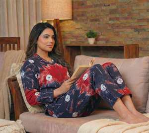 Conjunto de Pijama para Mujer, 100% Algodón Tejido, Térmico, Reversible, Estampado de Conejo Rosa y Corazón Verde Dibujado a Mano, para Primavera/Verano - Product Image 4