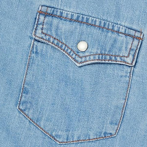 Camisa de Mezclilla Clásica de Manga Larga para Hombre, Corte Regular, para Uso Casual, Mezcla de Algodón Resistente con Cuello y Puños con Botones - Product Image 6