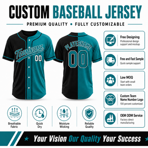 Custom Baseball Jerseys Wholesale OEM Sublimation Embroidered Player Name and Number Quick Dry Team Uniforms 100 Polyester - Product Image 2
