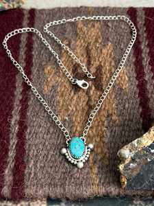 Handmade Number 8 Turquoise <b>Necklace</b> Sterling Silver Southwestern <b>Boho</b> Statement Jewelry Gift for Her - Product Image 4