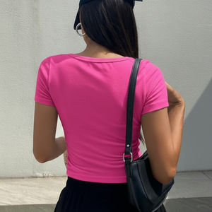 Wholesale OEM Custom Logo Cotton Women Crop Top Soft Stretch <b>Summer</b> Crop Top <b>Ladies</b> Daily Wear Crop Tops <b>T</b>-<b>shirt</b> from Bangladesh - Product Image 2